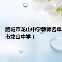 肥城市龙山中学教师名单(肥城市龙山中学)