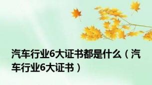 汽车行业6大证书都是什么（汽车行业6大证书）