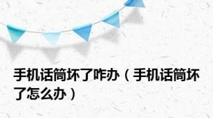 手机话筒坏了咋办（手机话筒坏了怎么办）