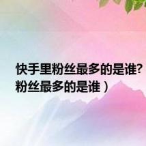 快手里粉丝最多的是谁?(快手粉丝最多的是谁)