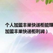 个人加盟丰巢快递柜能赚钱么(加盟丰巢快递柜利润)