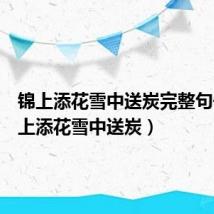 锦上添花雪中送炭完整句子(锦上添花雪中送炭)