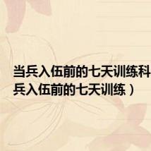 当兵入伍前的七天训练科目(当兵入伍前的七天训练)