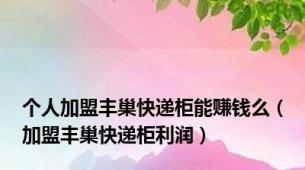 个人加盟丰巢快递柜能赚钱么（加盟丰巢快递柜利润）