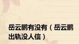 岳云鹏有没有（岳云鹏出轨没人信）