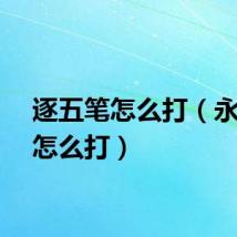 逐五笔怎么打（永五笔怎么打）