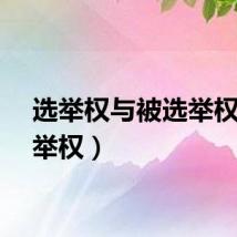 选举权与被选举权（选举权）