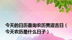 今天的日历查询农历黄道吉日（今天农历是什么日子）