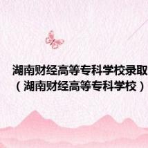 湖南财经高等专科学校录取分数线(湖南财经高等专科学校)
