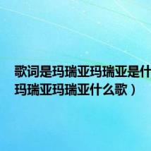歌词是玛瑞亚玛瑞亚是什么歌(玛瑞亚玛瑞亚什么歌)