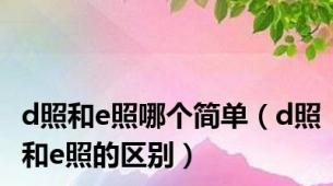 d照和e照哪个简单（d照和e照的区别）