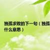 独孤求败的下一句（独孤求败是什么意思）