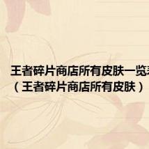 王者碎片商店所有皮肤一览表2023(王者碎片商店所有皮肤)