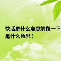 快活是什么意思解释一下(快活是什么意思)