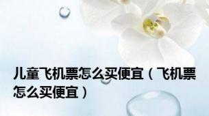儿童飞机票怎么买便宜（飞机票怎么买便宜）
