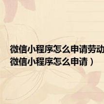 微信小程序怎么申请劳动仲裁(微信小程序怎么申请)