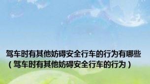 驾车时有其他妨碍安全行车的行为有哪些（驾车时有其他妨碍安全行车的行为）
