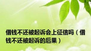 借钱不还被起诉会上征信吗（借钱不还被起诉的后果）