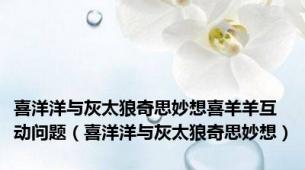 喜洋洋与灰太狼奇思妙想喜羊羊互动问题（喜洋洋与灰太狼奇思妙想）