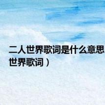 二人世界歌词是什么意思(二人世界歌词)