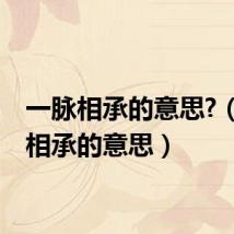 一脉相承的意思?(一脉相承的意思)