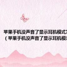 苹果手机没声音了显示耳机模式怎么回事(苹果手机没声音了显示耳机模式)