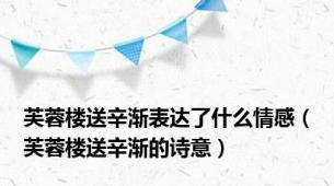 芙蓉楼送辛渐表达了什么情感（芙蓉楼送辛渐的诗意）