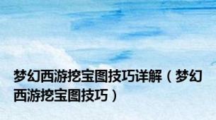 梦幻西游挖宝图技巧详解（梦幻西游挖宝图技巧）