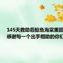 145天救助后鲸鱼海棠重回大海:感谢每一个出手相助的你们!