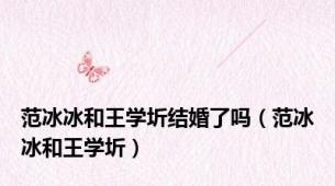 范冰冰和王学圻结婚了吗（范冰冰和王学圻）