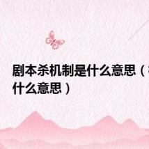 剧本杀机制是什么意思(机制是什么意思)