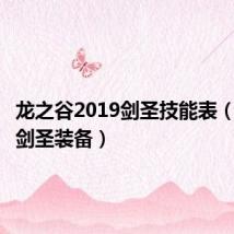 龙之谷2019剑圣技能表(龙之谷剑圣装备)