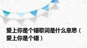 爱上你是个错歌词是什么意思（爱上你是个错）