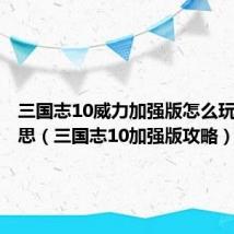 三国志10威力加强版怎么玩才有意思(三国志10加强版攻略)