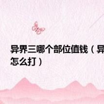 异界三哪个部位值钱(异界3图怎么打)