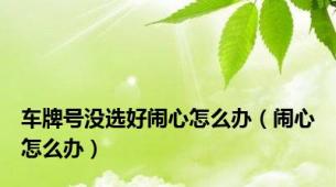 车牌号没选好闹心怎么办（闹心怎么办）