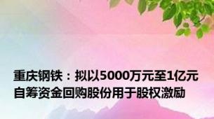 重庆钢铁：拟以5000万元至1亿元自筹资金回购股份用于股权激励
