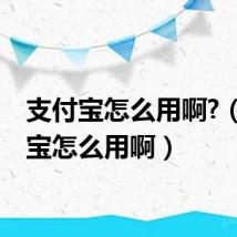 支付宝怎么用啊?（支付宝怎么用啊）