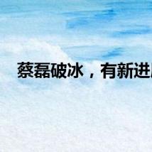 蔡磊破冰，有新进展