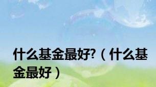 什么基金最好?（什么基金最好）