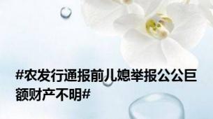#农发行通报前儿媳举报公公巨额财产不明#