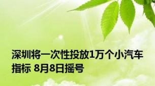 深圳将一次性投放1万个小汽车指标 8月8日摇号