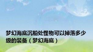 梦幻海底沉船处怪物可以掉落多少级的装备（梦幻海底）