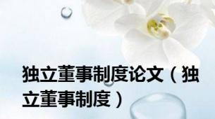 独立董事制度论文（独立董事制度）
