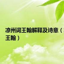 凉州词王翰解释及诗意（凉州词王翰）