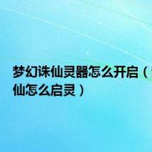 梦幻诛仙灵器怎么开启(梦幻诛仙怎么启灵)