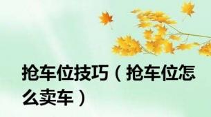 抢车位技巧（抢车位怎么卖车）