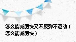 怎么能减肥快又不反弹不运动（怎么能减肥快）