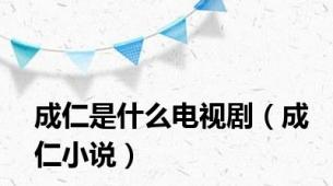 成仁是什么电视剧（成仁小说）
