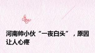 河南帅小伙“一夜白头”，原因让人心疼